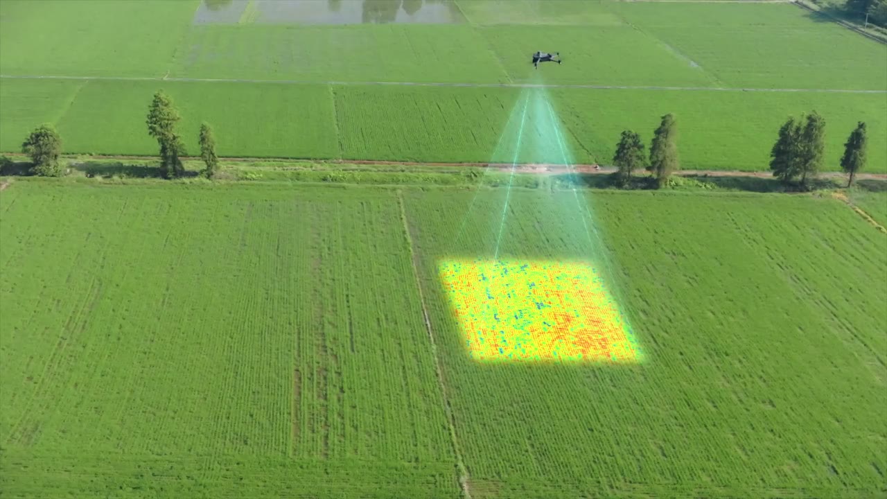 Drone scanning a crop field and stacking crop health map layers