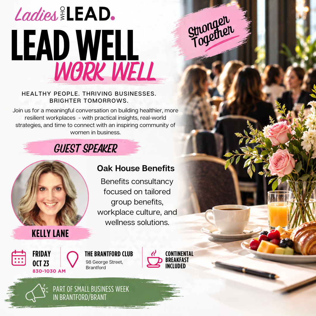 Lead Well, Work Well event poster featuring Kelly Lane