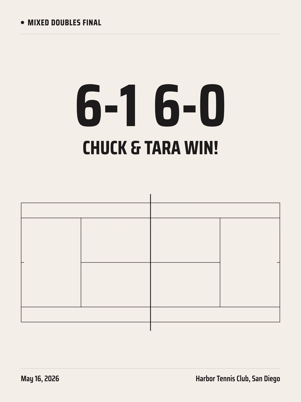 Club court, Big Score layout tennis poster