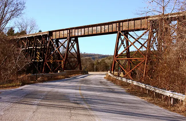 Mill Street bridge with repair crews at work