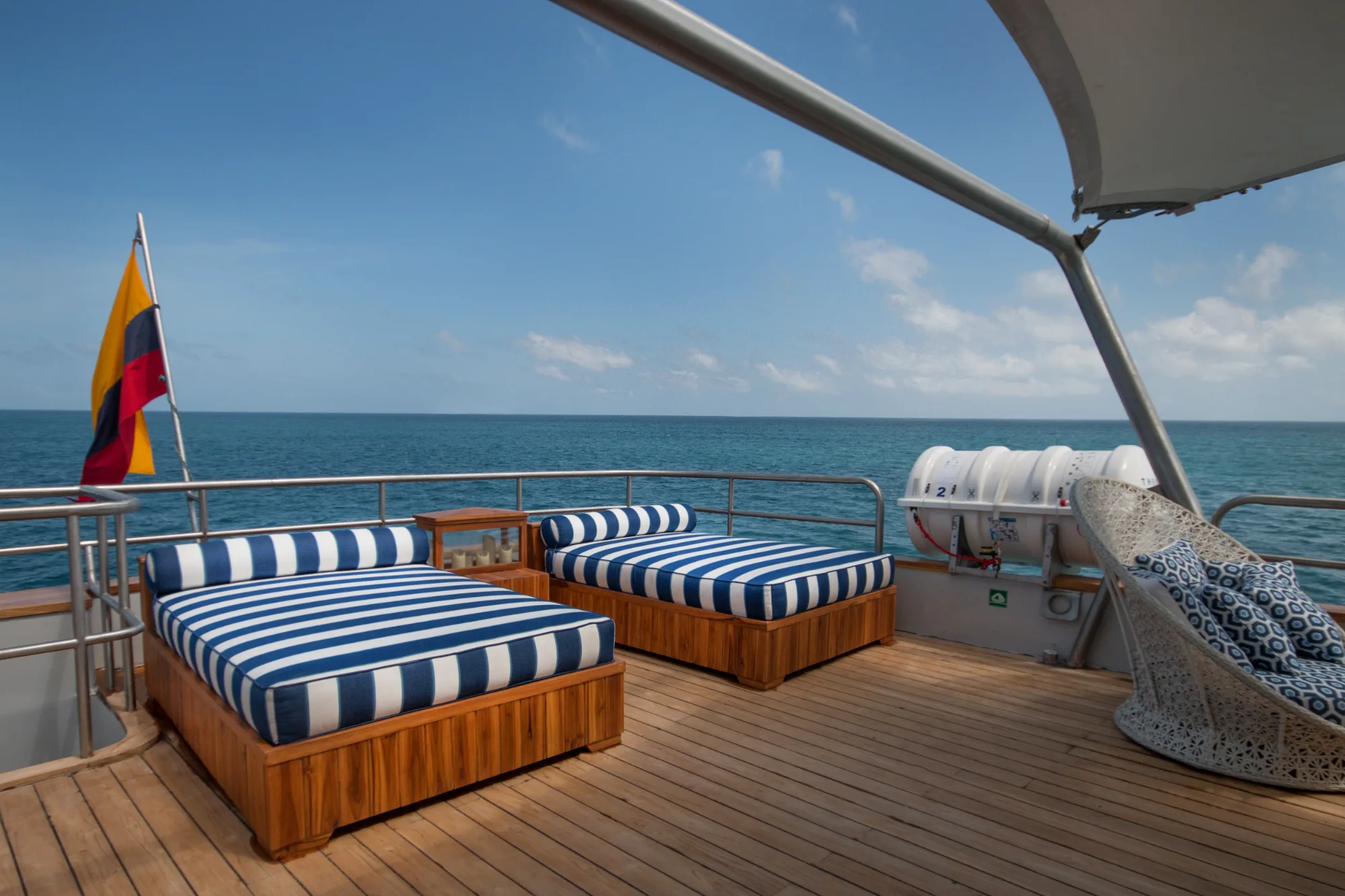 Sundeck: lounging area aboard Origin, Theory and Evolve