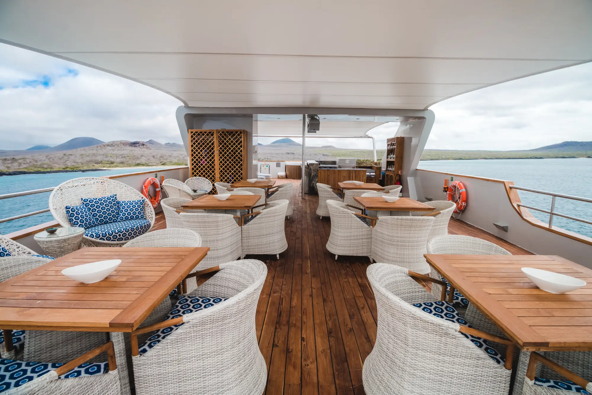 Shaded lounge: shaded lounge on the sundeck