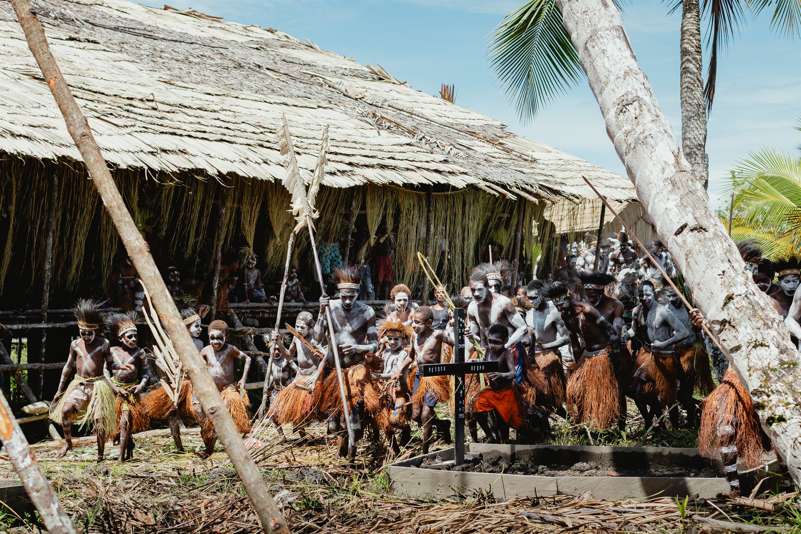 Asmat village on a riverbank in West Papua
