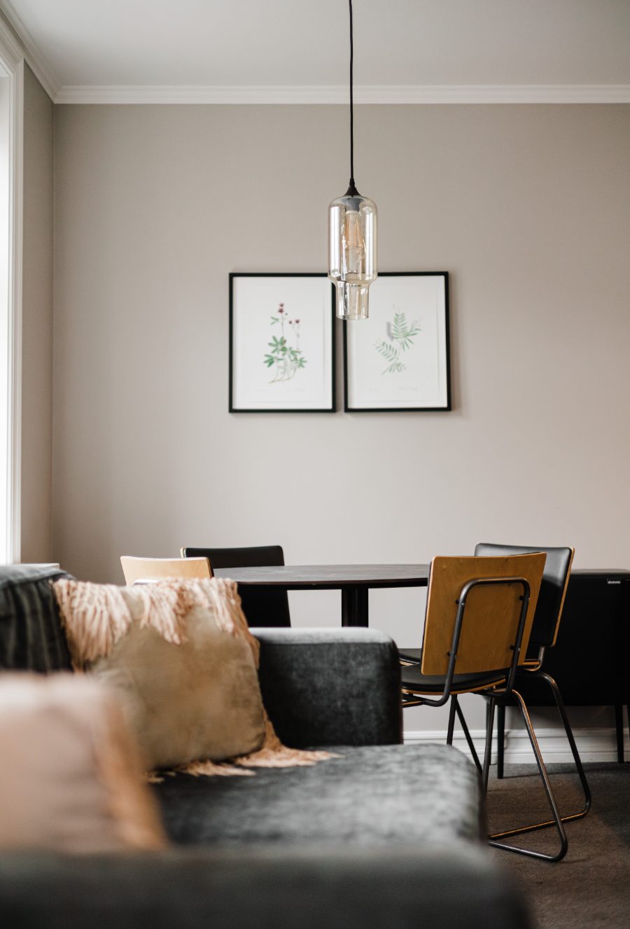Living room with dining table