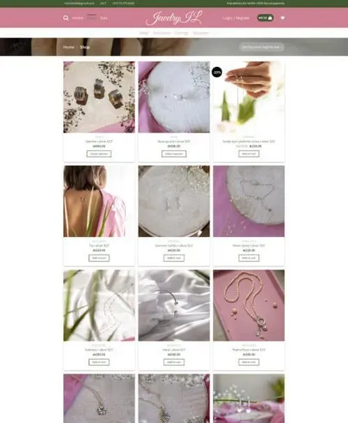 Shop page design