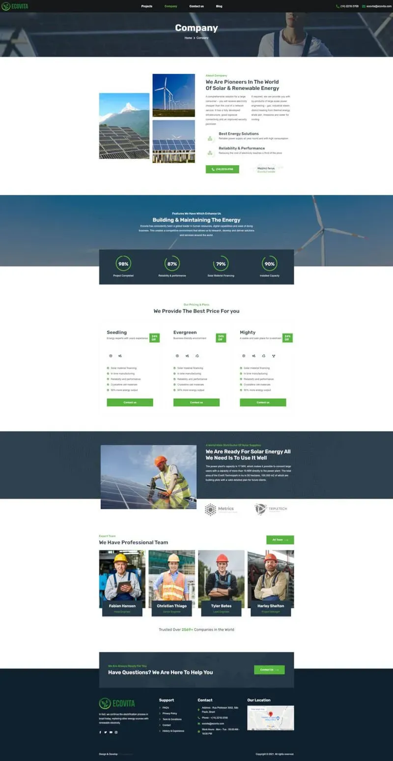Company page design