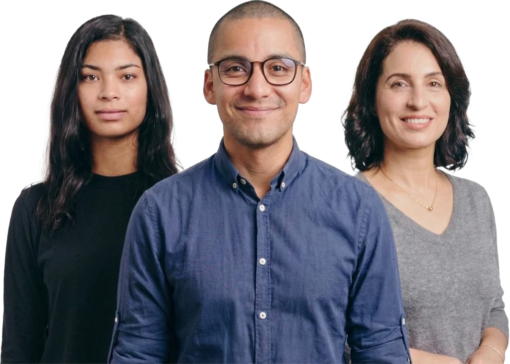 Three people identified by RecFaces face recognition