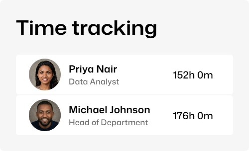 Time tracking of hours worked per employee