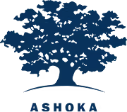 A stylized tree with multiple branches and leaves above the word 'Ashoka'.