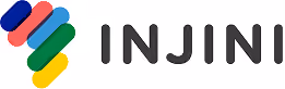 Colorful abstract geometric shape next to the text INJINI in bold, black letters.