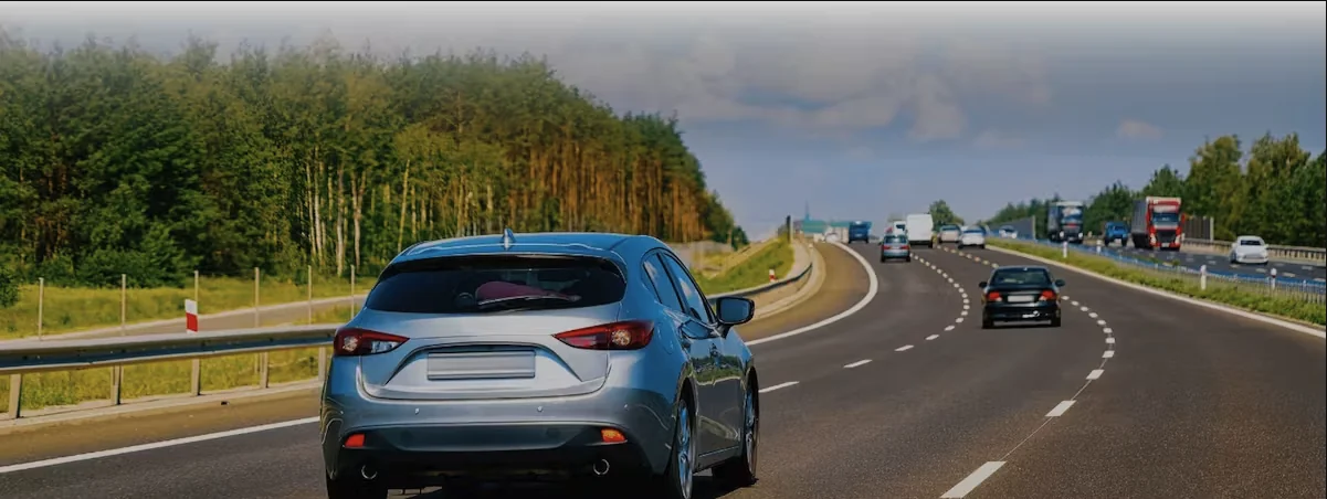 car driving down a motorway