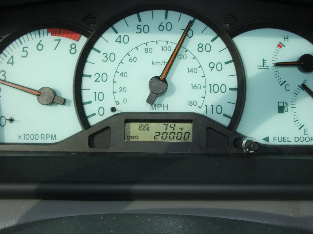mileage on car's dashboard