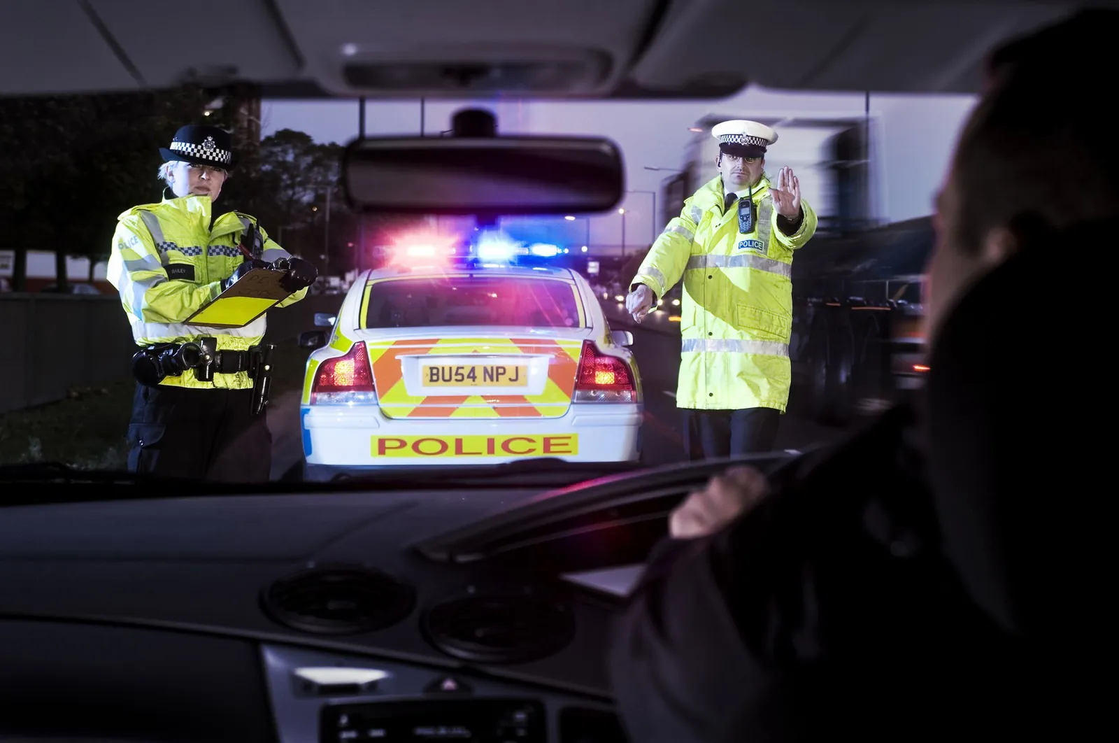 police stopping car