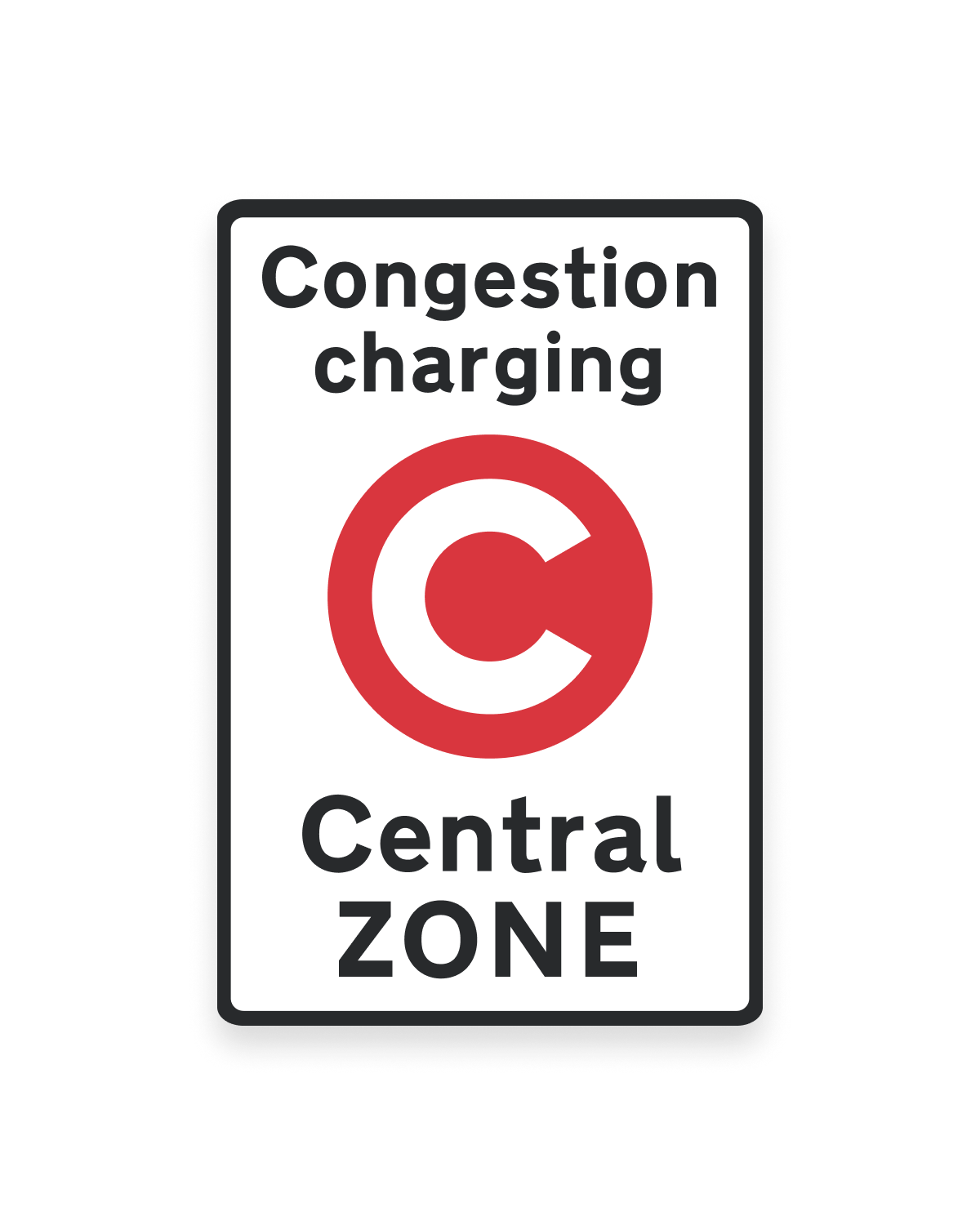 London Congestion Charge central zone road sign
