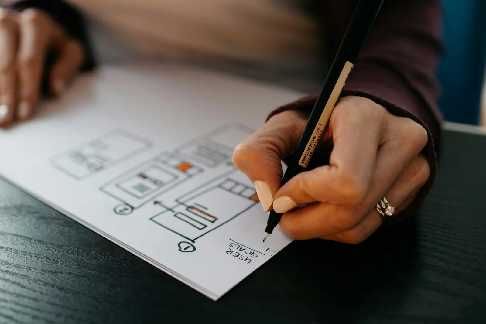 Designer working on interface layouts