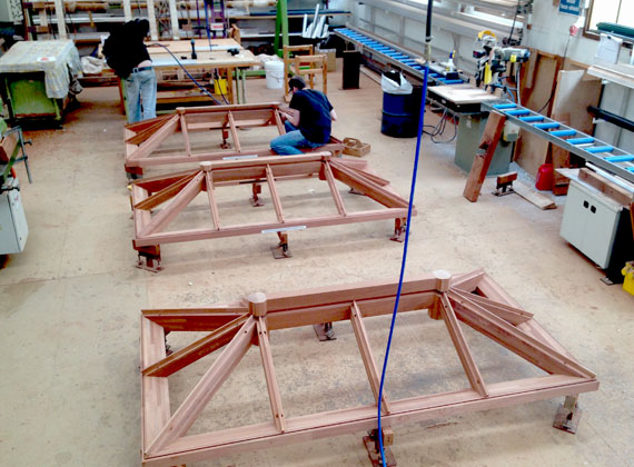 Heritage series roof lanterns being assembled at the Tuck's Wood factory in Norfolk