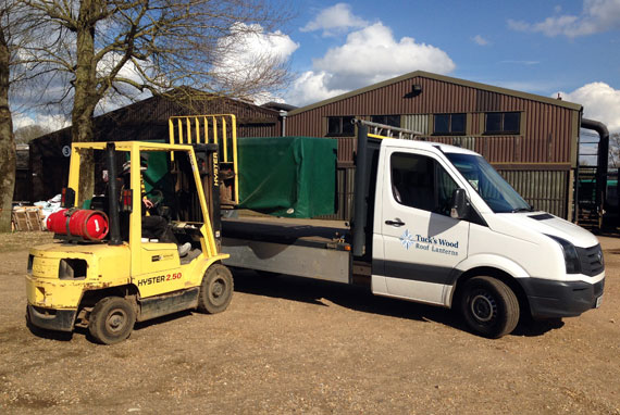 Loading a boxed roof lantern onto a truck