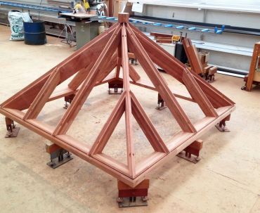 Square lantern frame under construction