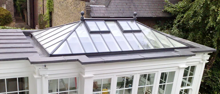 All the external timber in our roofs lanterns is capped with aluminium for high protection and long life Roof lantern with aluminium external cappings on a period extension