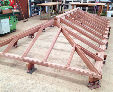 All our roof lanterns are handmade in the UK by master artisans using traditional methods Large roof lantern frame being hand crafted in the workshop