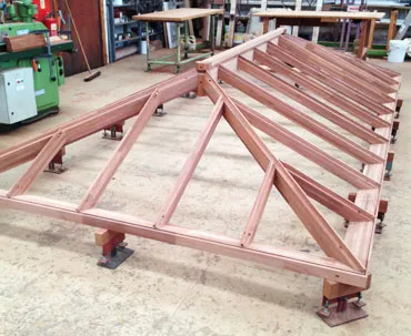 All our roof lanterns are handmade in the UK by master artisans using traditional methods Large roof lantern frame being hand crafted in the workshop