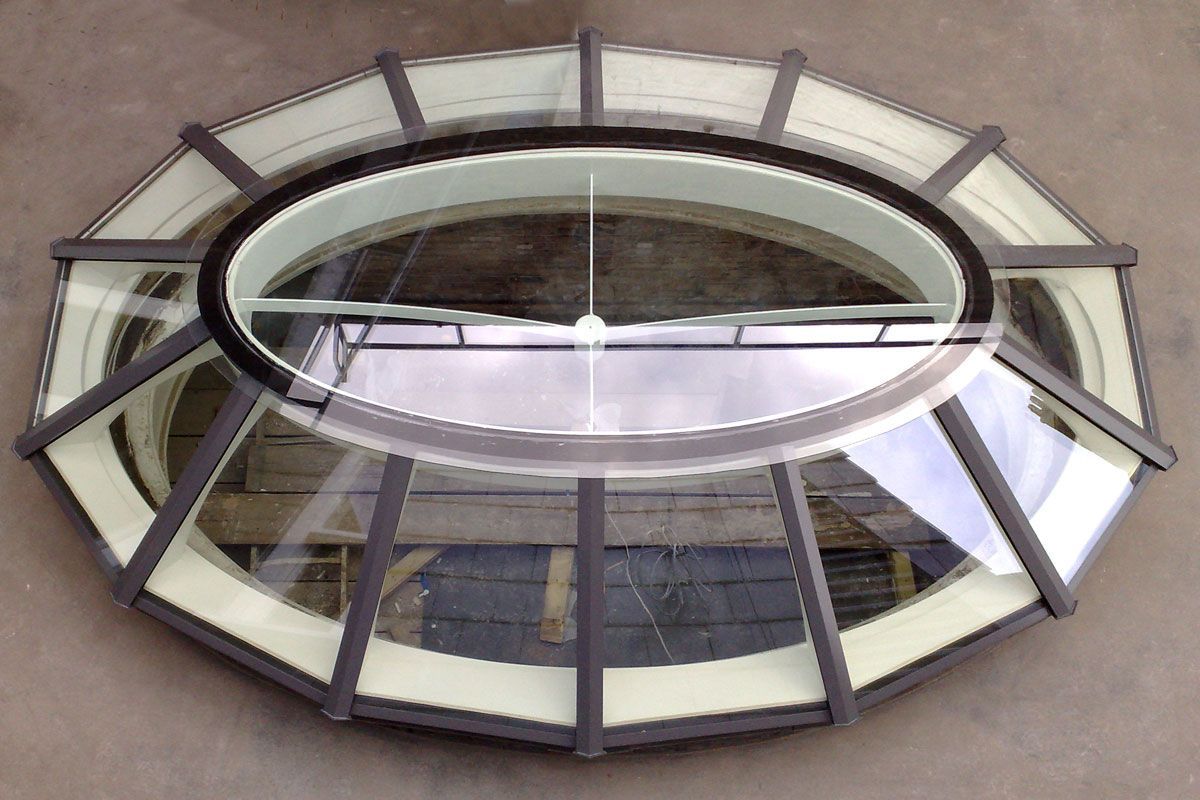 Bespoke faceted oval roof lantern with internal oval bullnose moulding