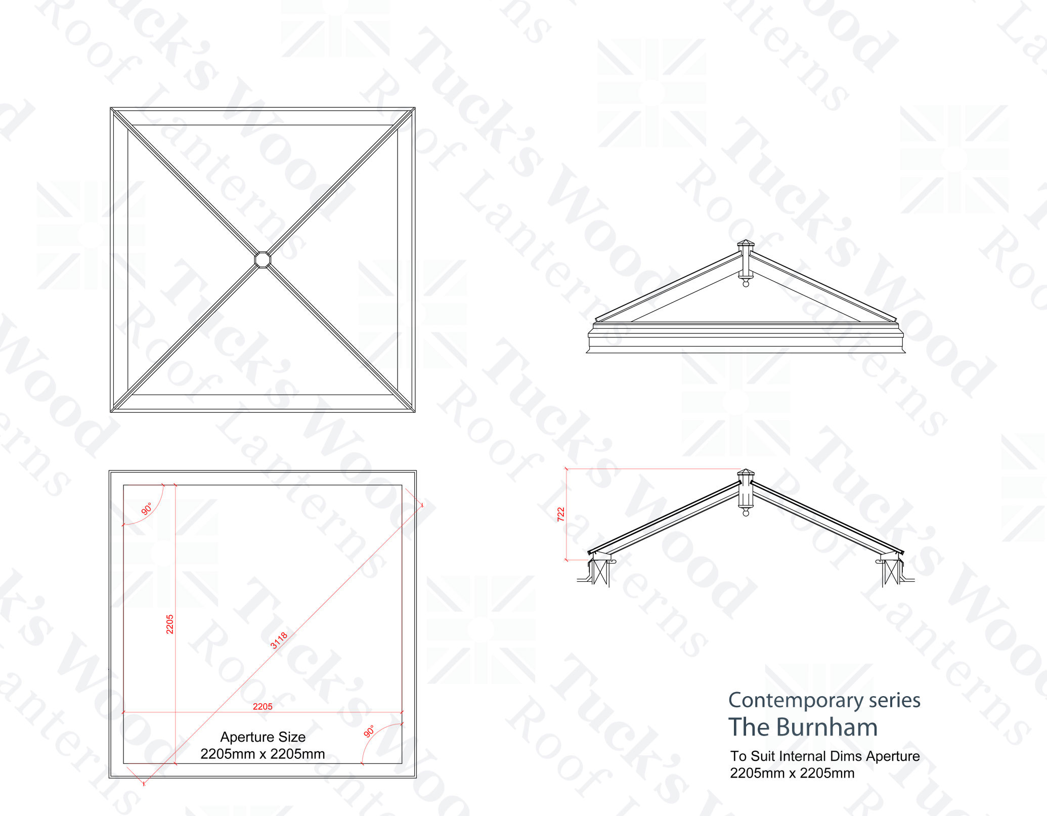 Full dimensioned drawing set, Contemporary series The Burnham