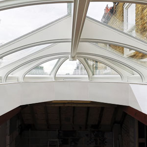 Made-to-measure roof lantern with curved rafters in London