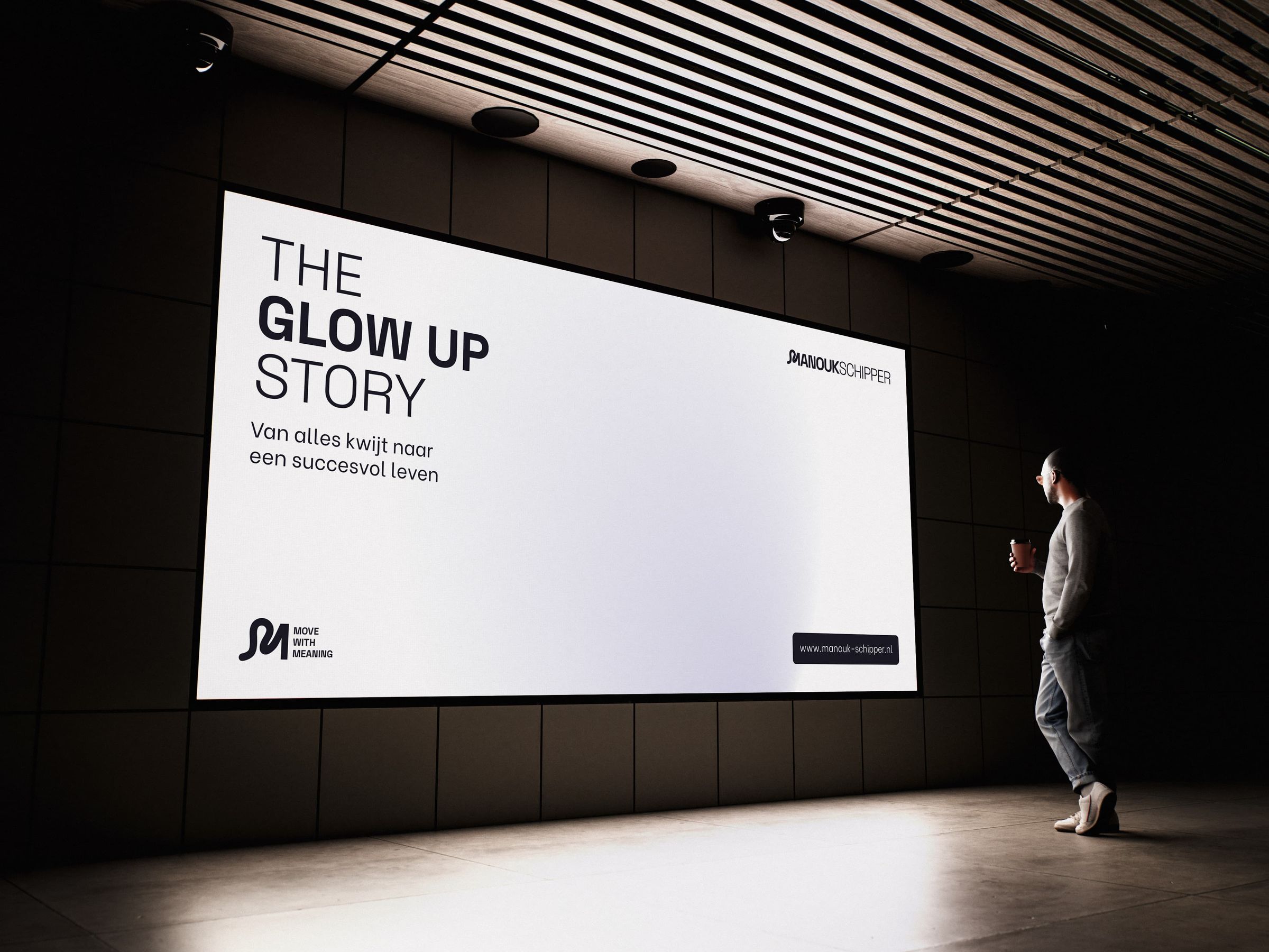 LED-billboard met de nieuwe huisstijl van Manouk Schipper