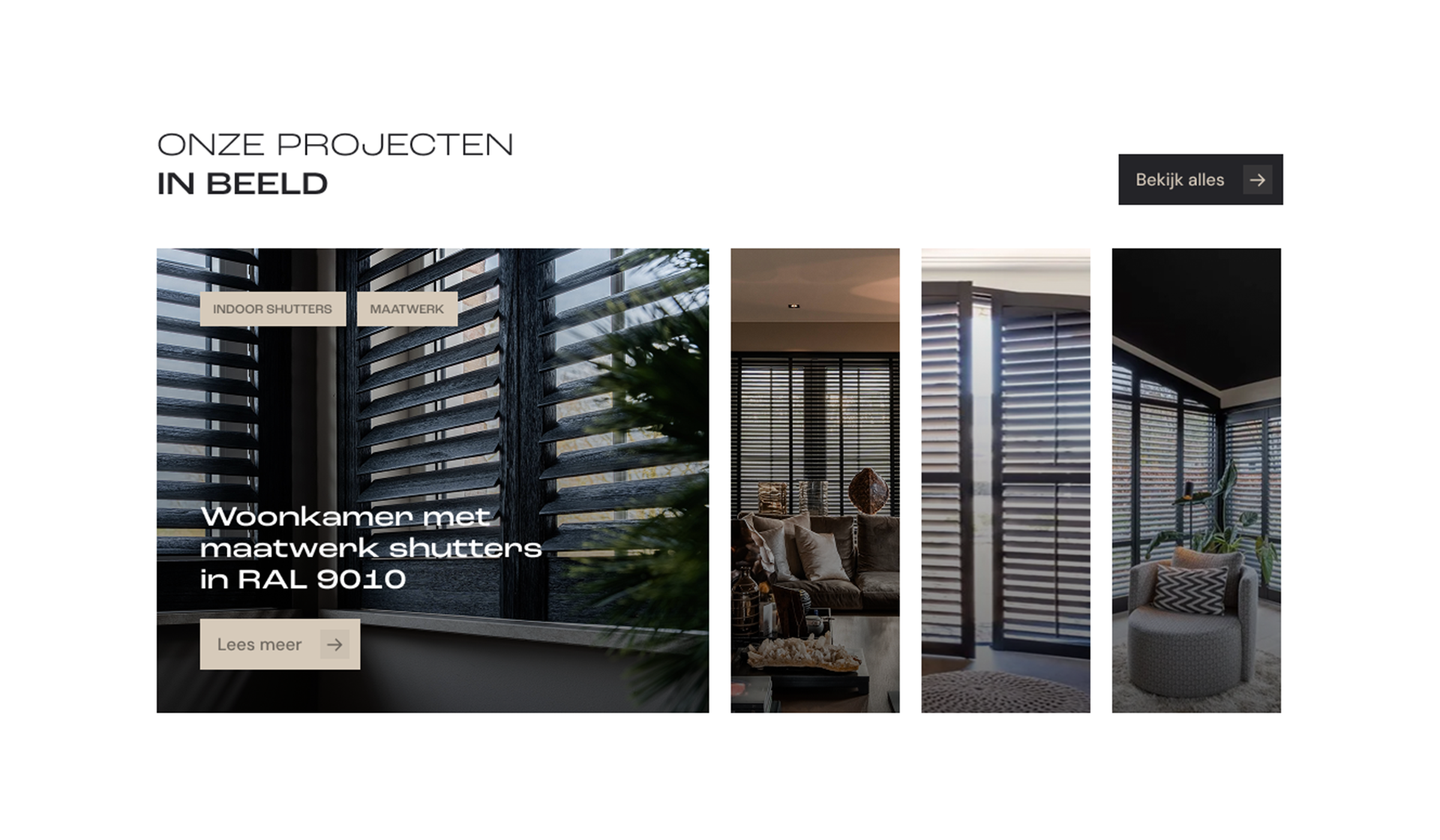 Projectenoverzicht met shutters op de website van Mister Shutter