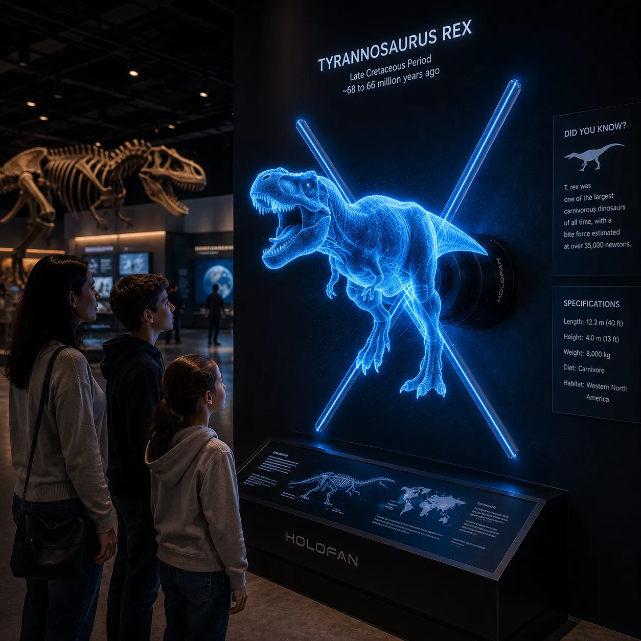 HOLOFAN holographic exhibit in a museum environment