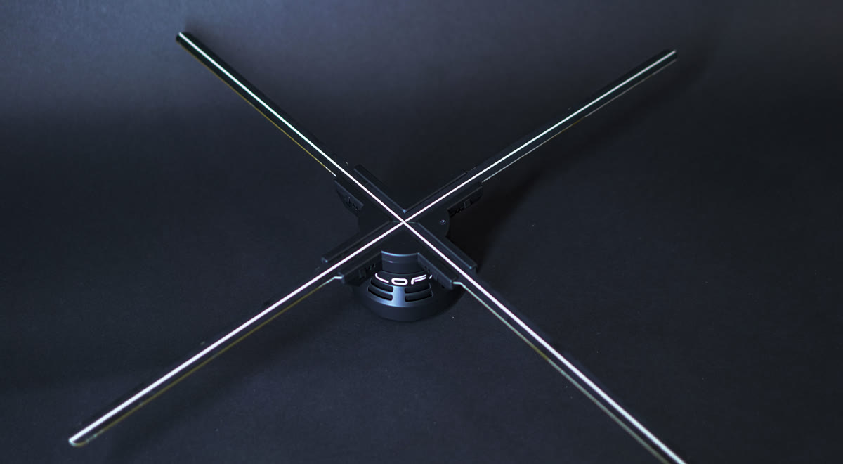 HOLOFAN 25.6-inch holographic display ready for setup