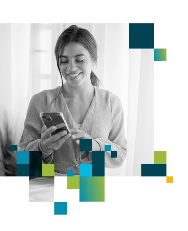 Woman using the PharmPix member app on her phone