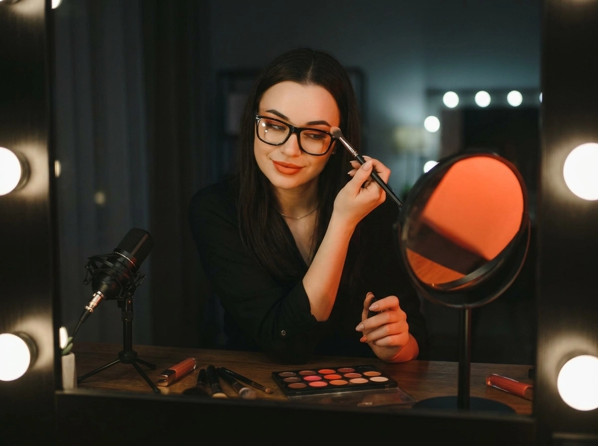 Creator recording a makeup video