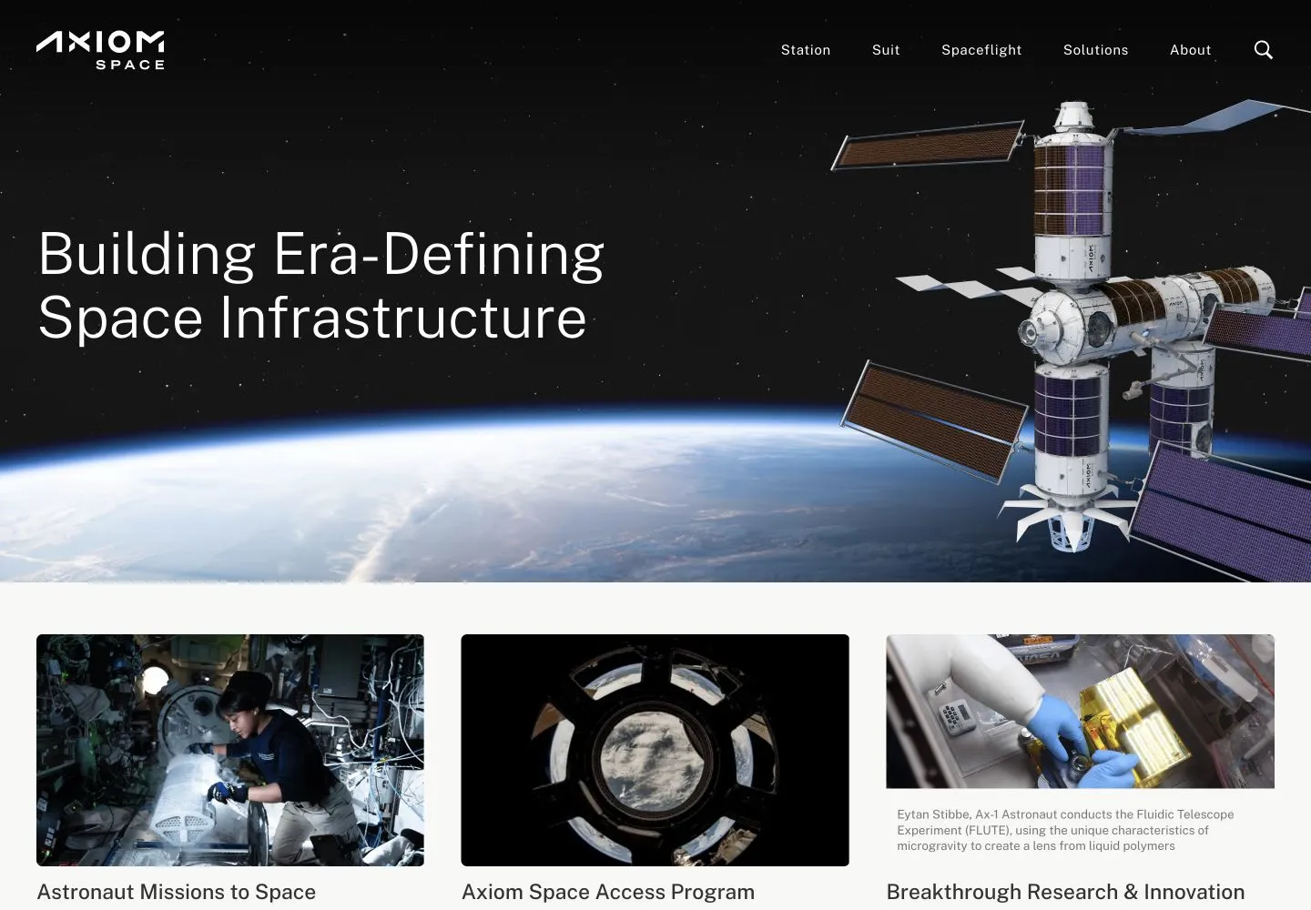 Axiom Space website built by Beqi