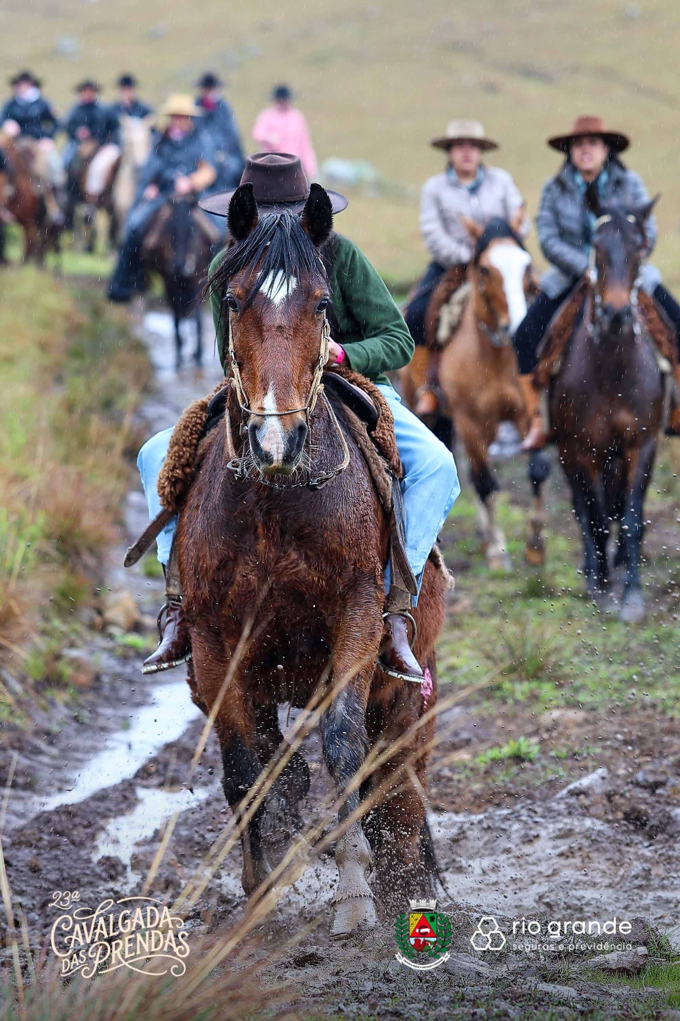 Cavalo atravessando o barro