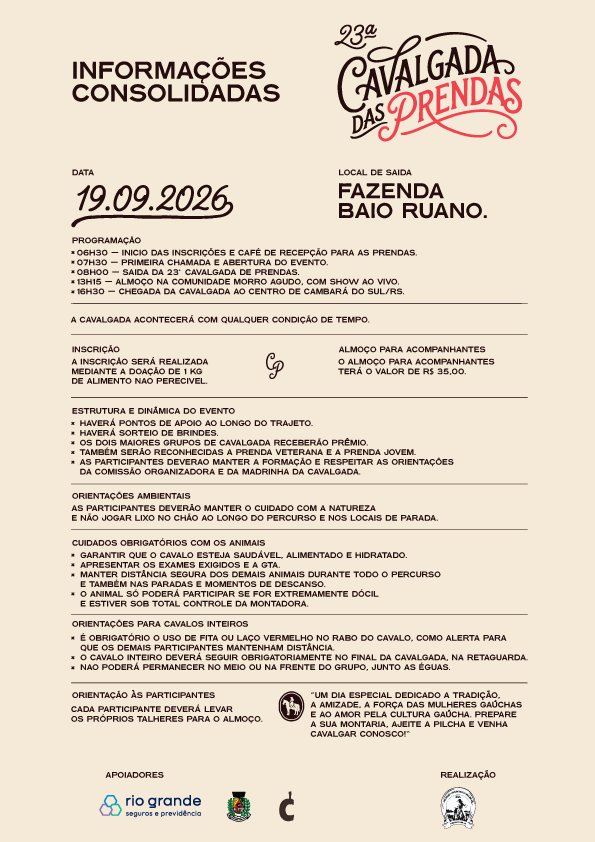 Informações consolidadas do evento