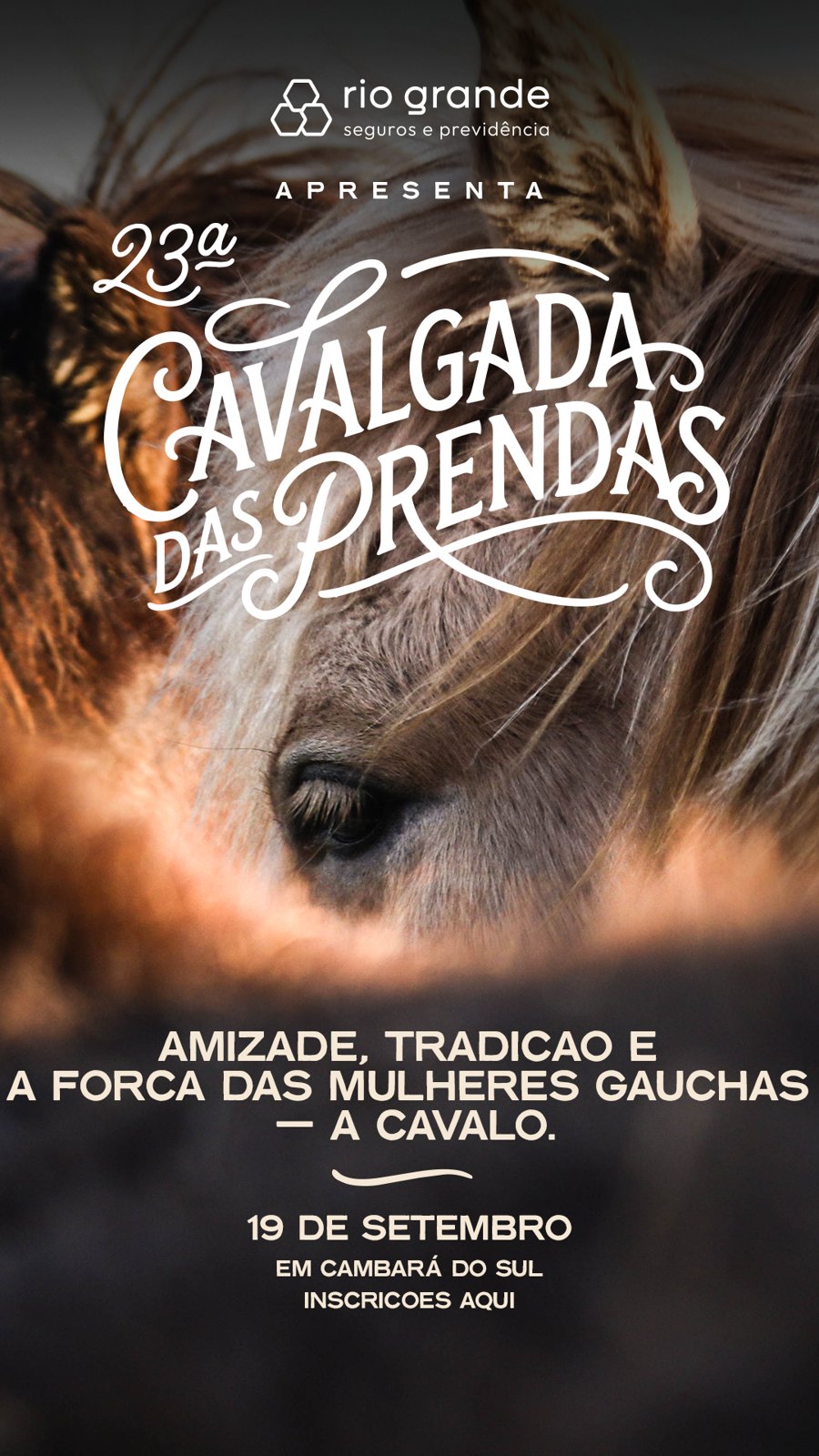 Story com close no olho do cavalo