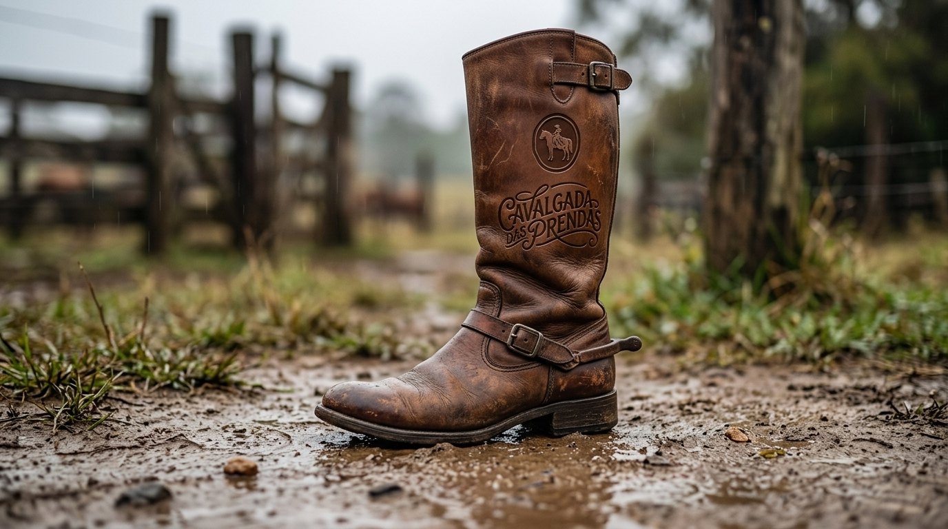 Bota com a marca gravada
