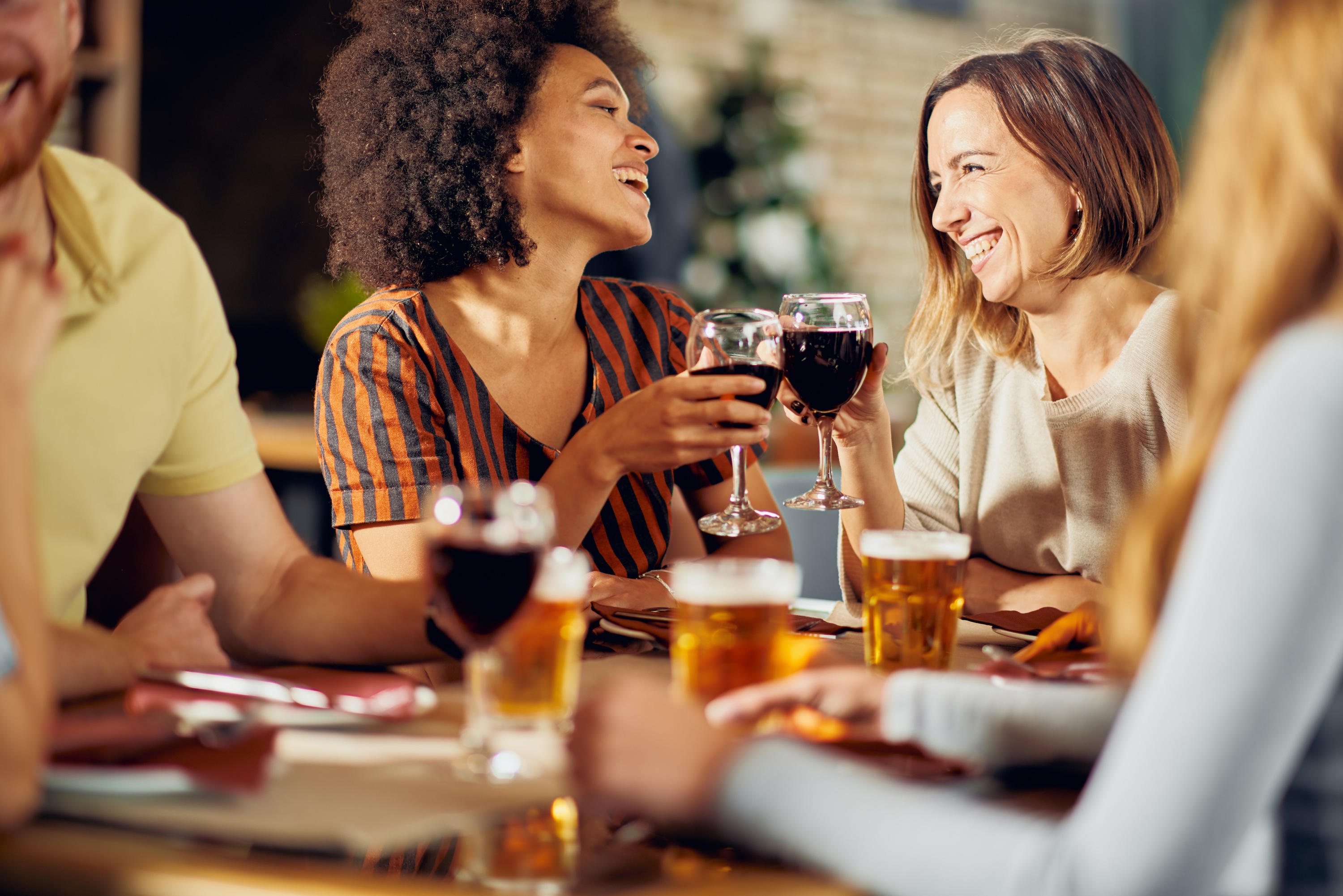 People cheersing stock image