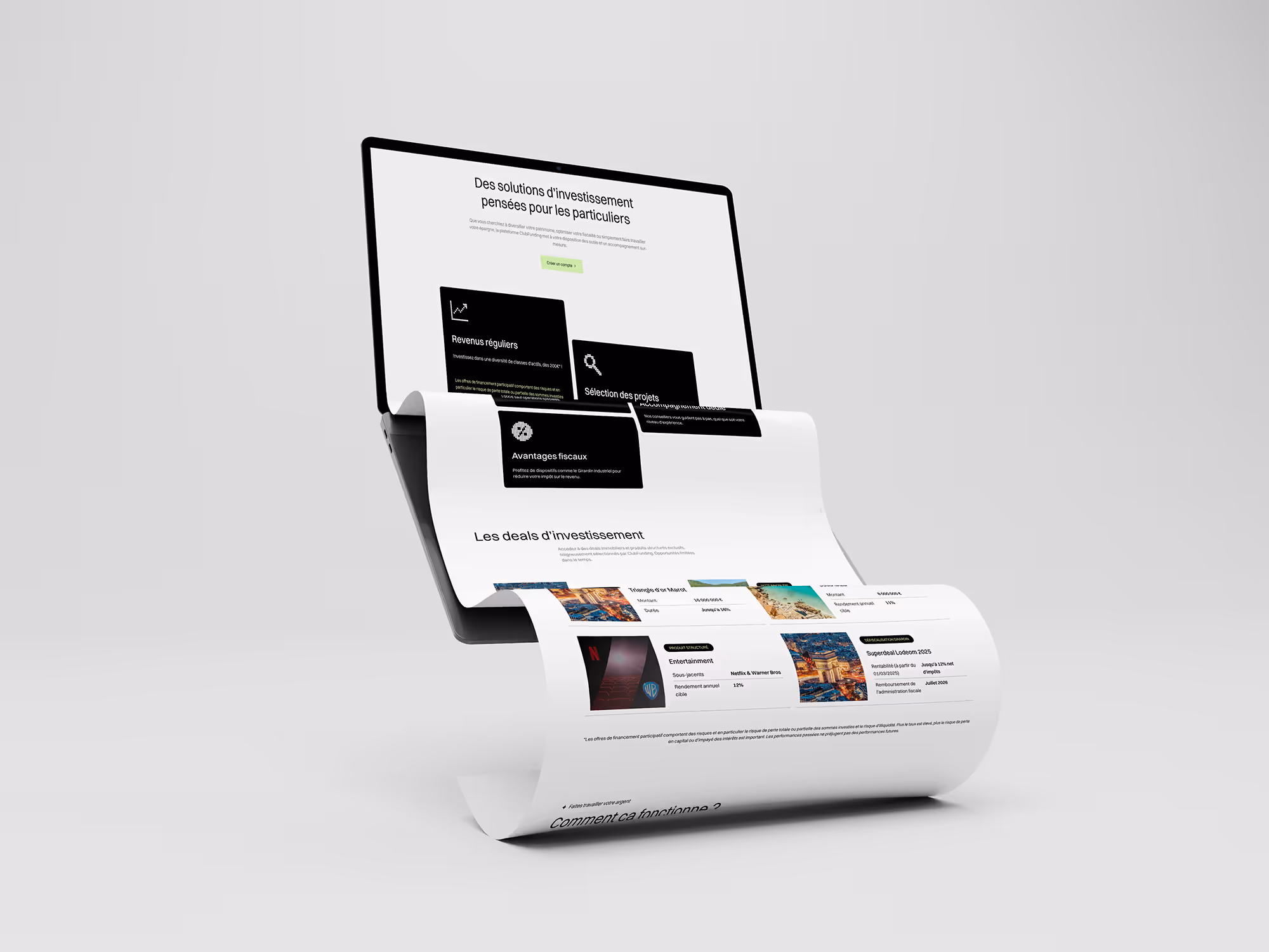 Landing page ClubFunding, section arguments, version desktop