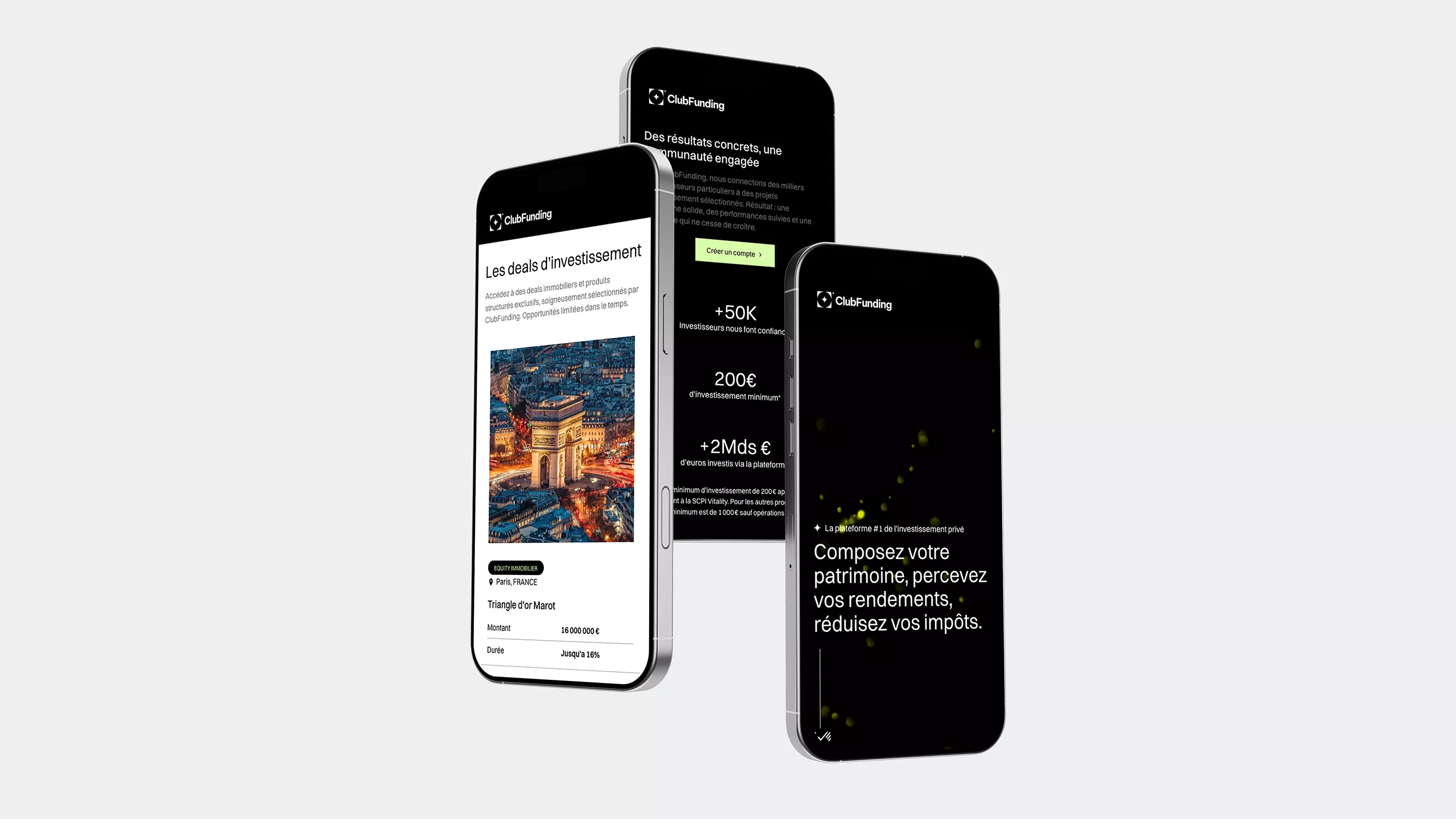 Landing page ClubFunding sur mobile