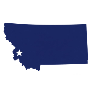 Map of Montana with a star marking our Hamilton office in the southwest corner of the state.