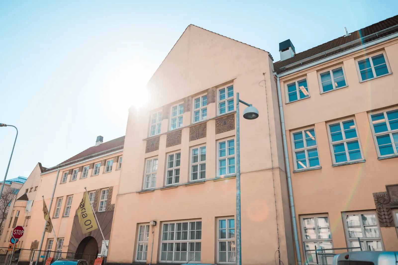 The Maria 01 startup campus building in Helsinki on a sunny day