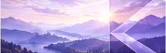 Layered landscape seen through translucent geometric planes