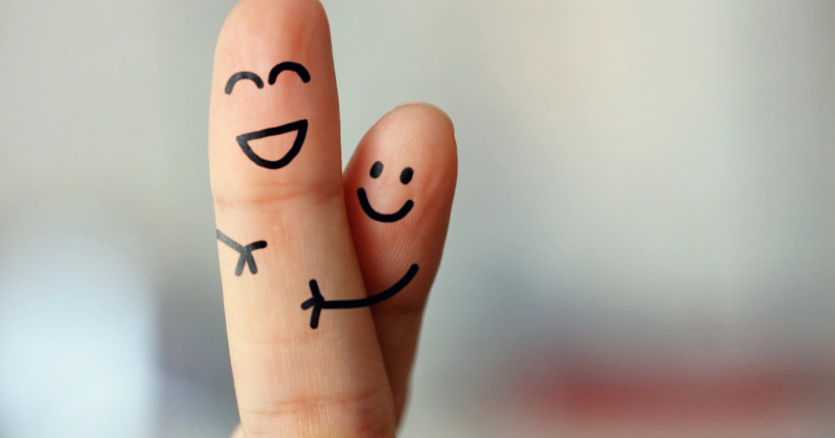 Two fingers illustrated as a parent and child