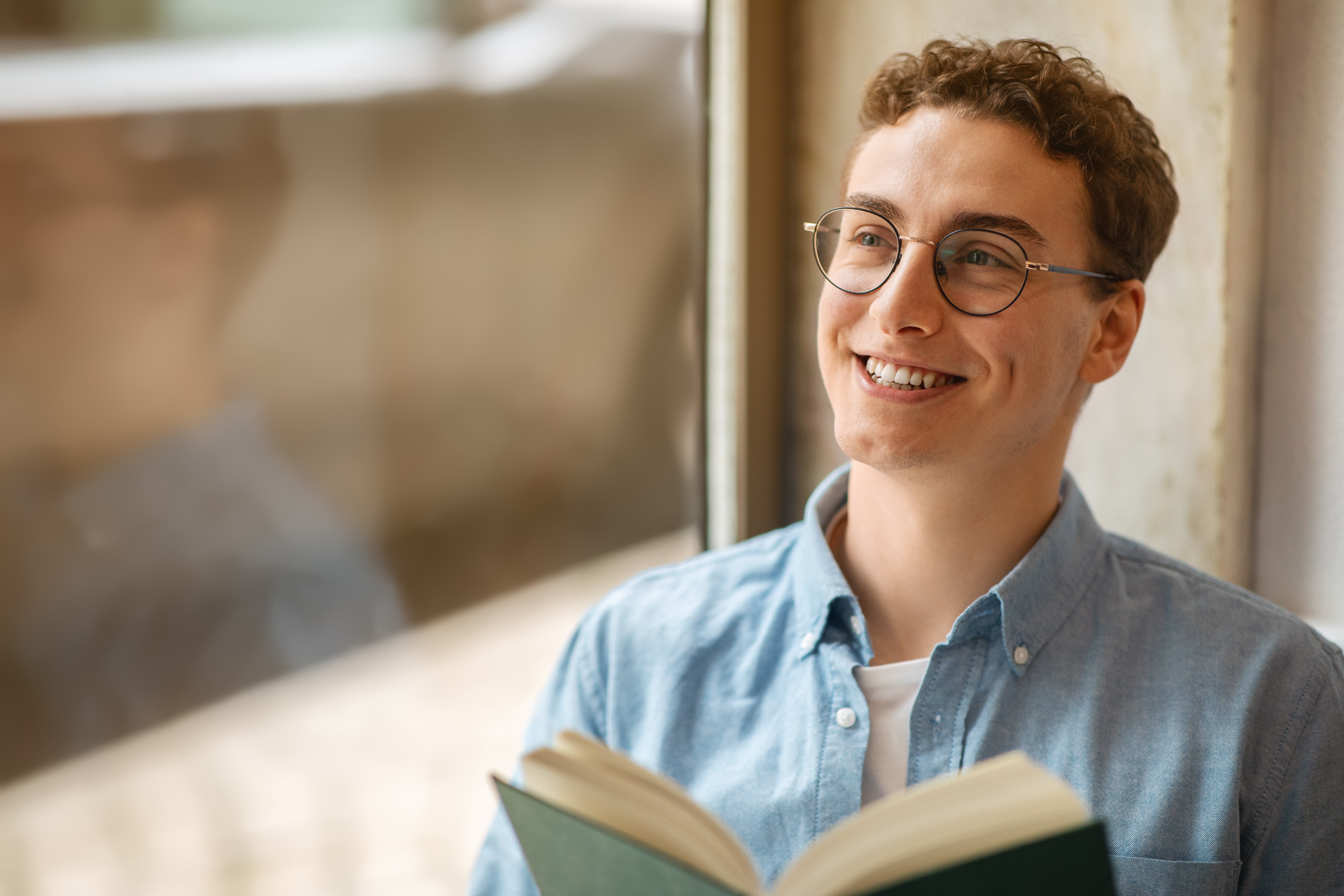 Man with book stock image