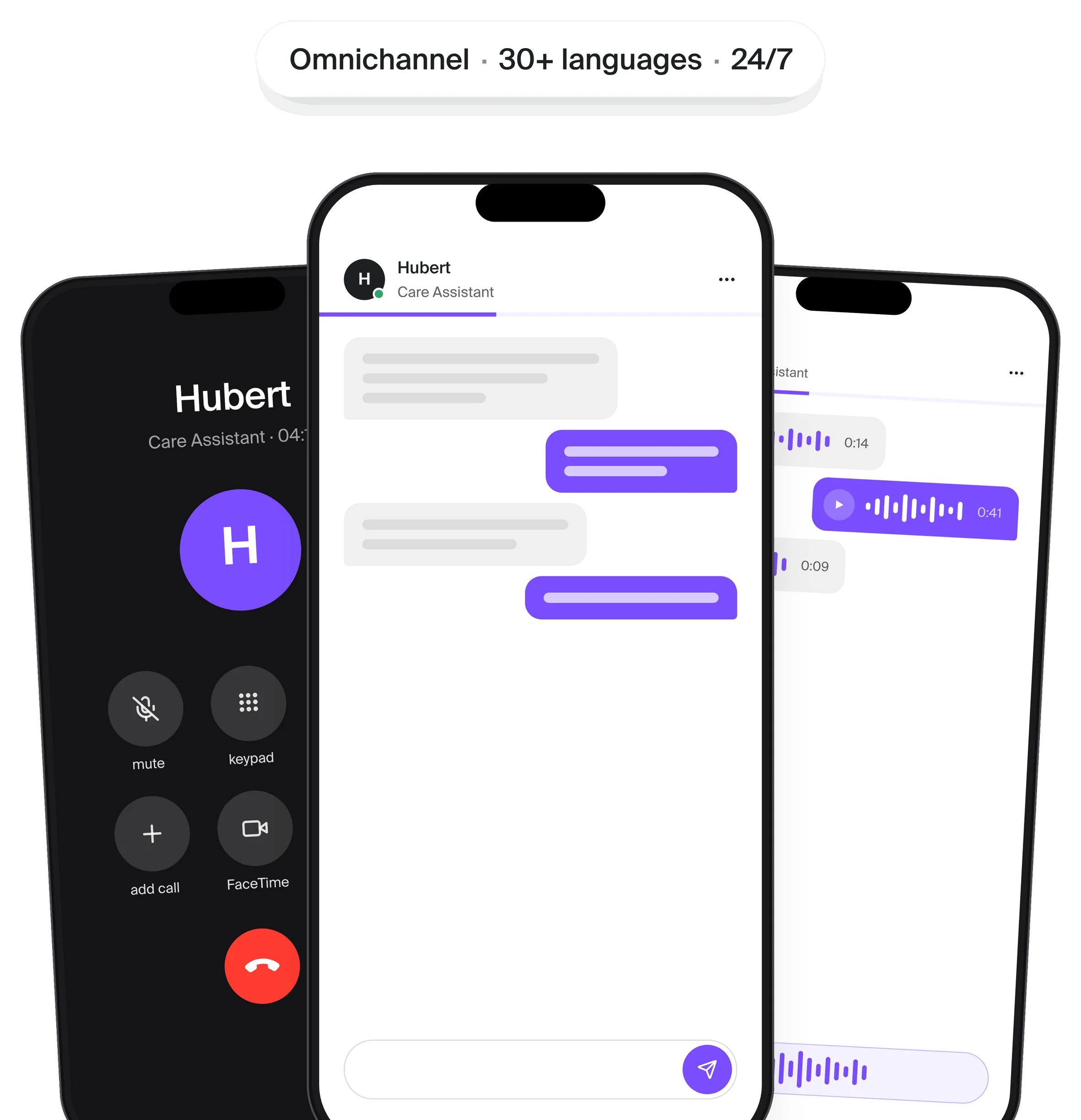 Three candidates answering the same structured interview question by text and voice