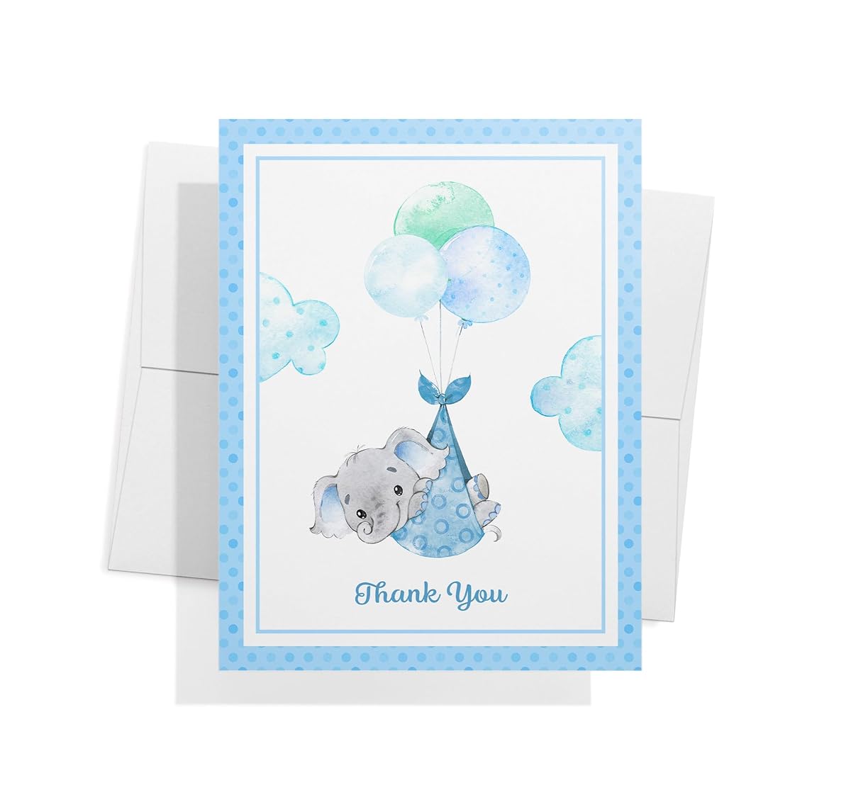 Baby Boy Elephant Thank You Cards