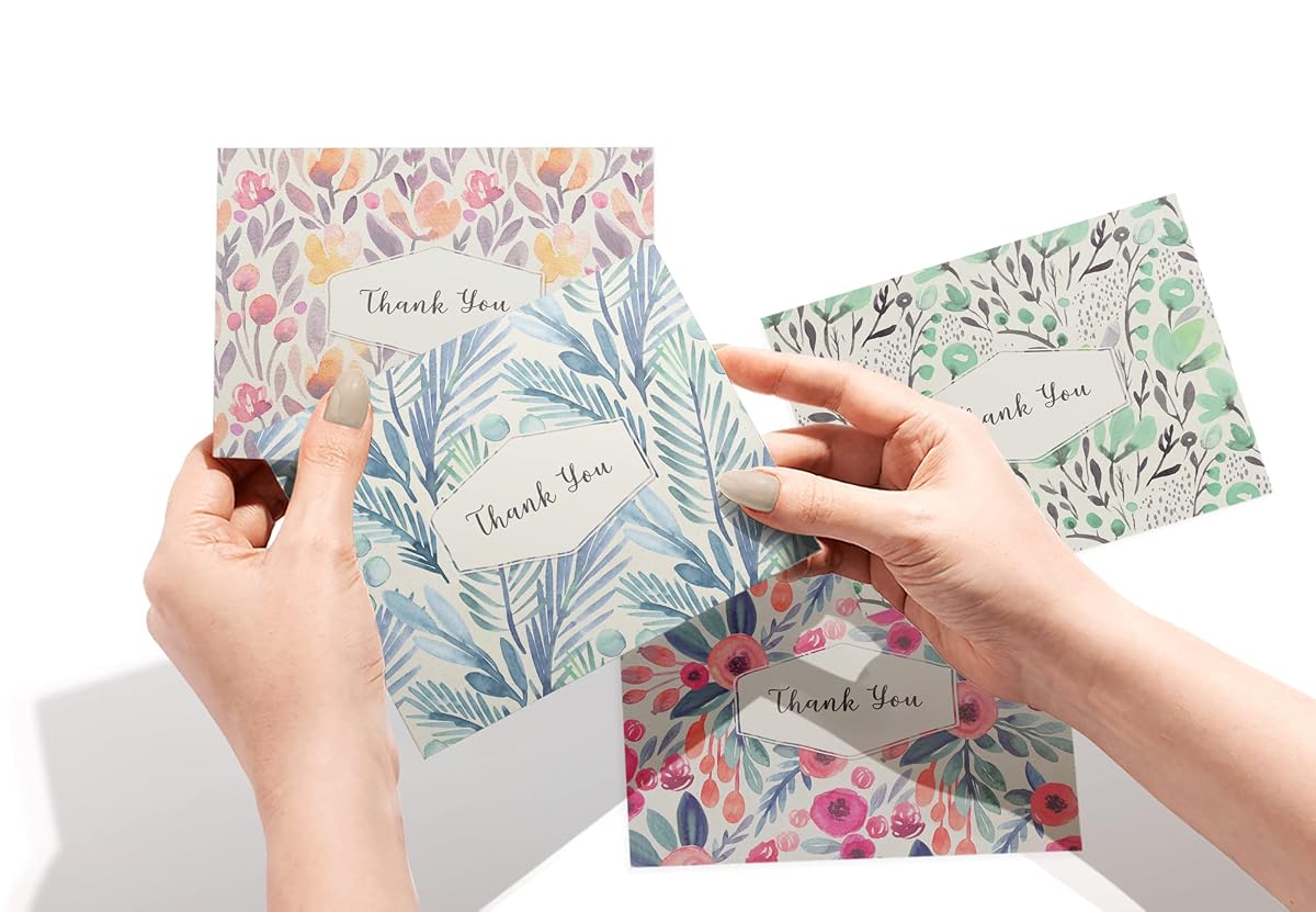 Another view of the Watercolor Flowers Thank You Cards